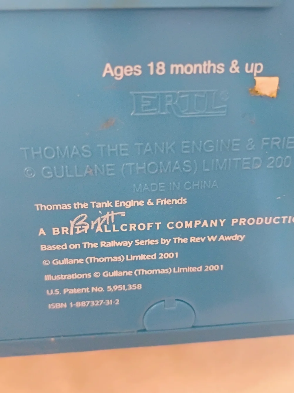 ERTL Thomas the Tank One Blue Engine Preschool Book Bound Train Toy 2001 M